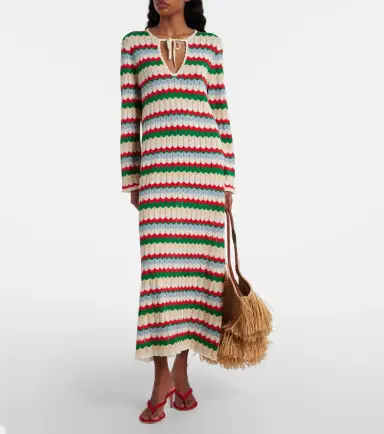 Rixo Lucila knitted chevron cotton maxi dress | Thumbnail 2