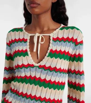 Rixo Lucila knitted chevron cotton maxi dress | Thumbnail 3