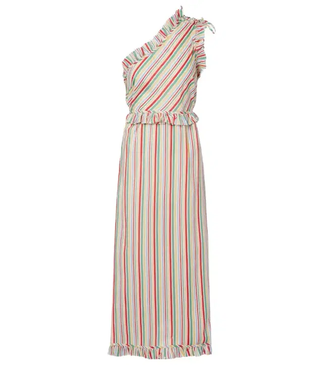 Rixo Arabelle striped cotton midi dress