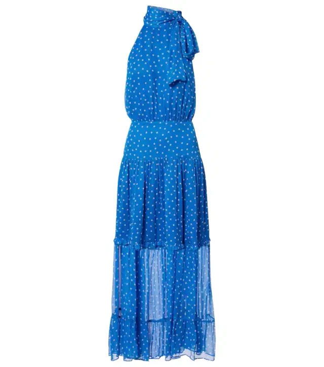 Rixo Layla tie-neck polka-dot midi dress
