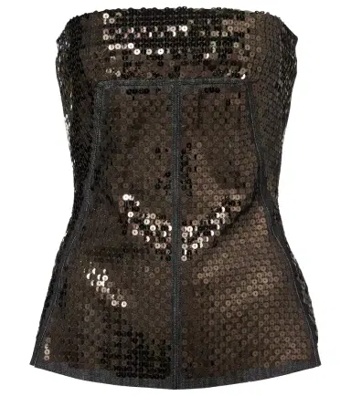 Rick Owens Sequined denim bustier top | Thumbnail 1 Rick Owens Sequined denim bustier top | Thumbnail 1