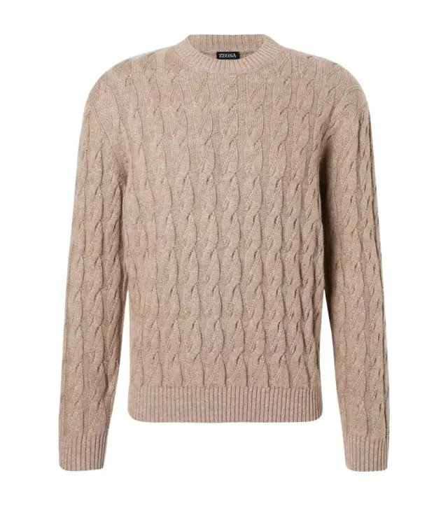 Zegna Cable-knit linen, cashmere, and silk sweater