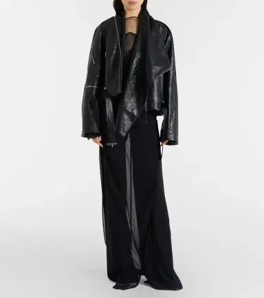 Rick Owens Scarf Light leather biker jacket | Thumbnail 2 Rick Owens Scarf Light leather biker jacket | Thumbnail 2