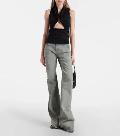 Rick Owens Cutout ruched jersey top | Thumbnail 2