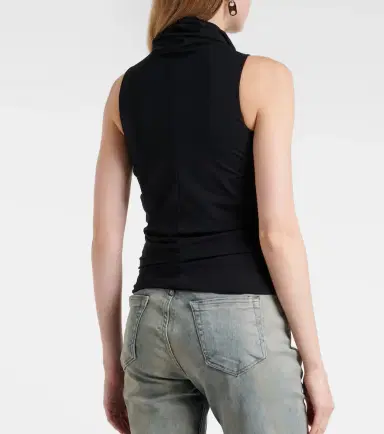 Rick Owens Cutout ruched jersey top | Thumbnail 4