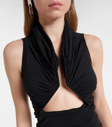 Rick Owens Cutout ruched jersey top | Thumbnail 5
