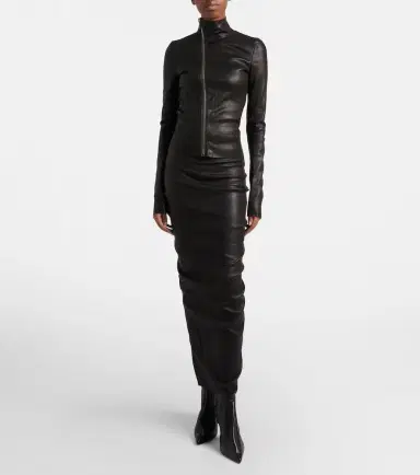 Rick Owens Dirt Pillar leather maxi skirt | Thumbnail 4