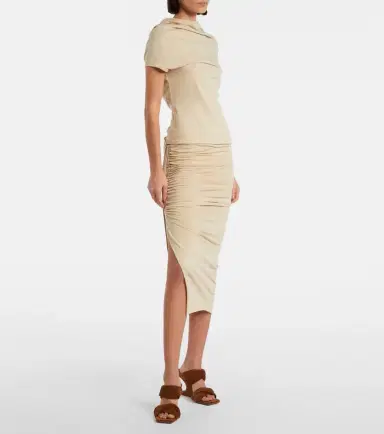 Rick Owens DRKSHDW Edfu cotton jersey midi skirt | Thumbnail 5