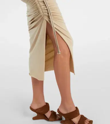 Rick Owens DRKSHDW Edfu cotton jersey midi skirt | Thumbnail 6