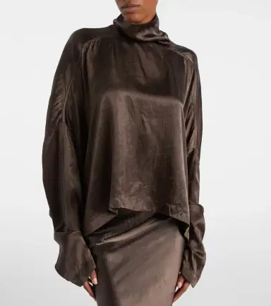 Rick Owens Jumbo Tabard asymmetric satin top | Thumbnail 2