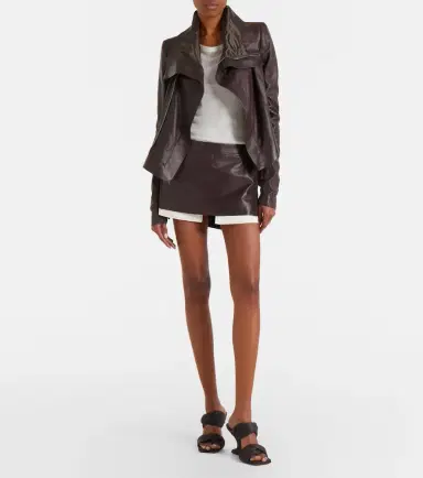 Rick Owens Fog leather miniskirt | Thumbnail 4