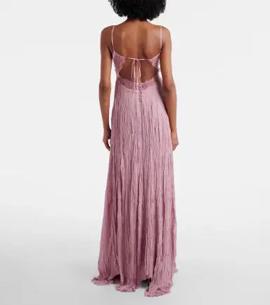 BLUMARINE Lace-trimmed plissé georgette gown | Thumbnail 5 BLUMARINE Lace-trimmed plissé georgette gown | Thumbnail 5