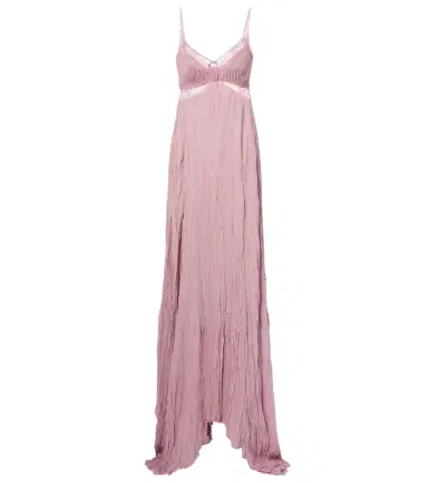 BLUMARINE Lace-trimmed plissé georgette gown | Thumbnail 1 BLUMARINE Lace-trimmed plissé georgette gown | Thumbnail 1