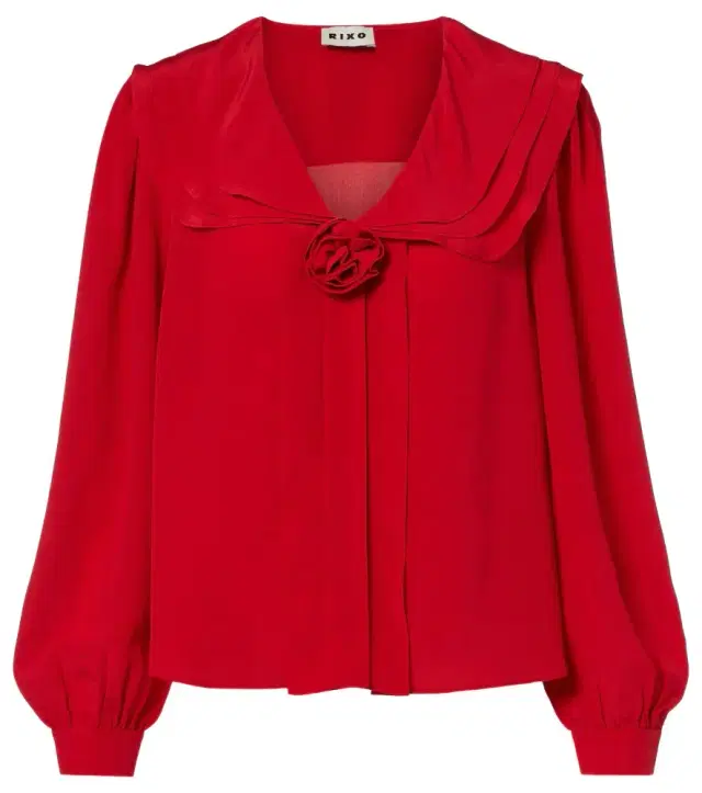 Rixo Emelin floral-appliqué silk blouse