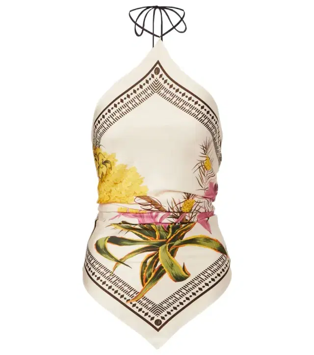 Printed halterneck twill top