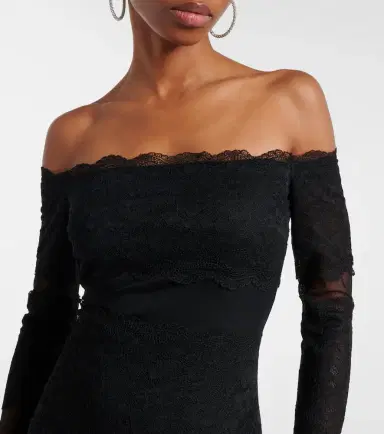 BLUMARINE Off-shoulder lace tulle maxi dress | Thumbnail 2