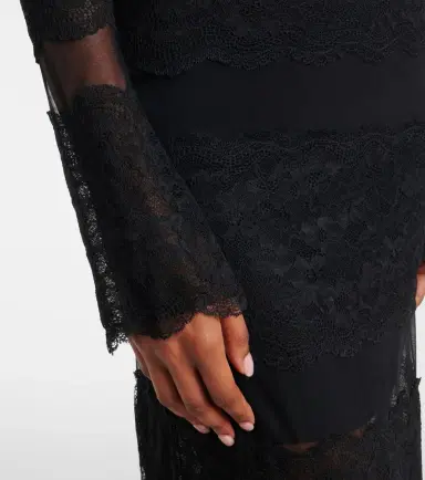 BLUMARINE Off-shoulder lace tulle maxi dress | Thumbnail 4