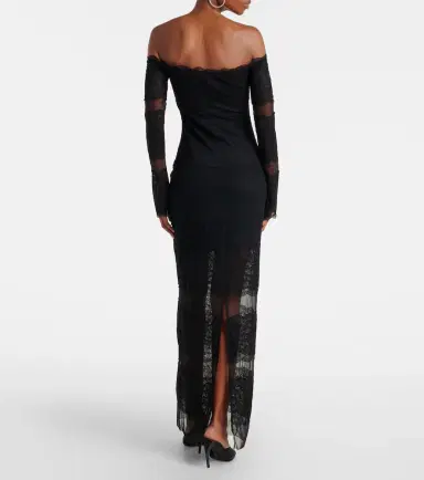 BLUMARINE Off-shoulder lace tulle maxi dress | Thumbnail 5