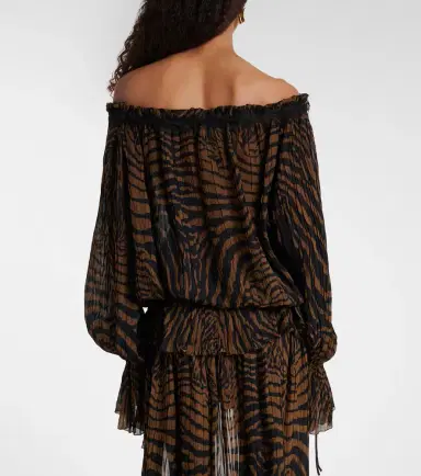 BLUMARINE Lace-trimmed zebra-print chiffon top | Thumbnail 3
