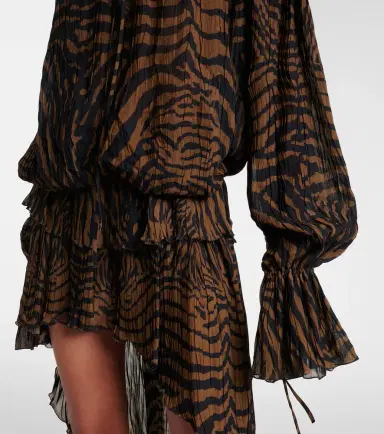 BLUMARINE Lace-trimmed zebra-print chiffon top | Thumbnail 4