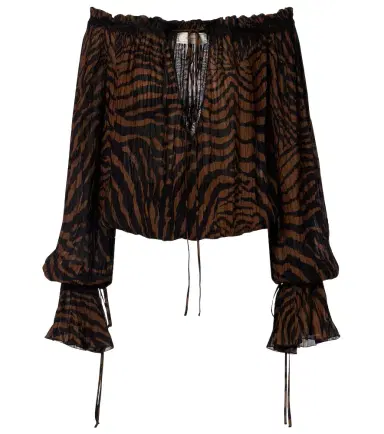 BLUMARINE Lace-trimmed zebra-print chiffon top | Thumbnail 1