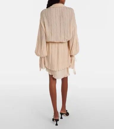 BLUMARINE Lace-trimmed plissé georgette minidress | Thumbnail 2