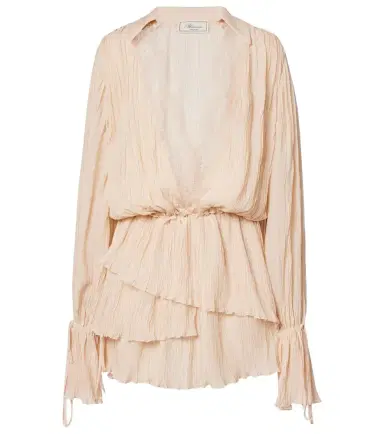 BLUMARINE Lace-trimmed plissé georgette minidress | Thumbnail 1