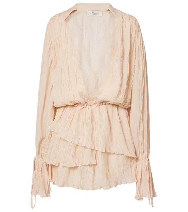 BLUMARINE Lace-trimmed plissé georgette minidress