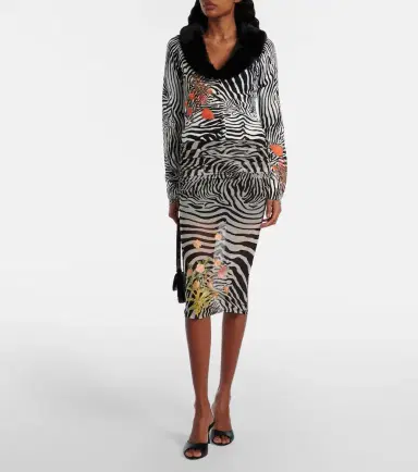 Blumarine Printed sheer mesh midi skirt | Thumbnail 5
