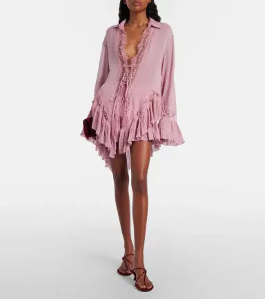 Blumarine Plissé tiered georgette miniskirt | Thumbnail 2