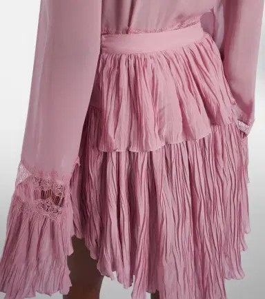 Blumarine Plissé tiered georgette miniskirt | Thumbnail 3