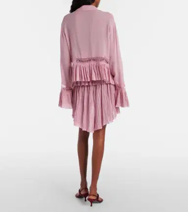 Blumarine Plissé tiered georgette miniskirt | Thumbnail 4