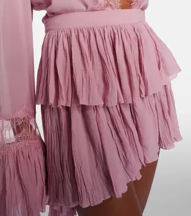 Blumarine Plissé tiered georgette miniskirt | Thumbnail 5