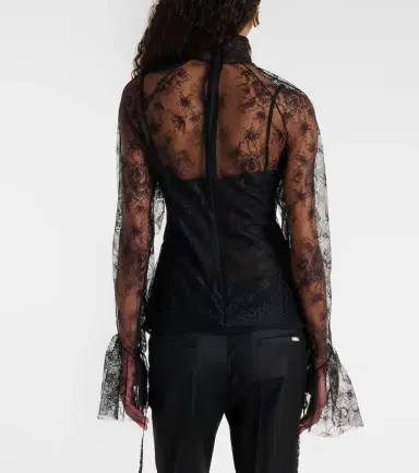 BLUMARINE Ruffled sheer lace blouse | Thumbnail 2 BLUMARINE Ruffled sheer lace blouse | Thumbnail 2