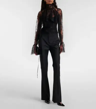 BLUMARINE Ruffled sheer lace blouse | Thumbnail 4 BLUMARINE Ruffled sheer lace blouse | Thumbnail 4