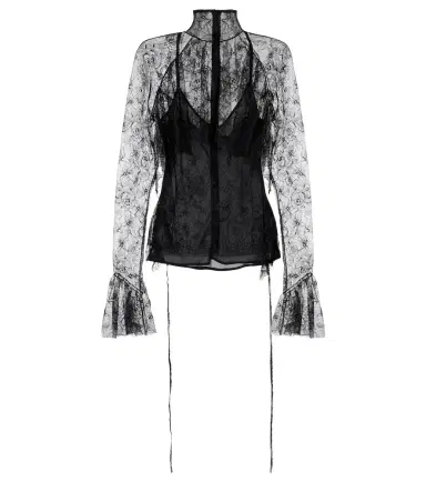 BLUMARINE Ruffled sheer lace blouse | Thumbnail 1 BLUMARINE Ruffled sheer lace blouse | Thumbnail 1