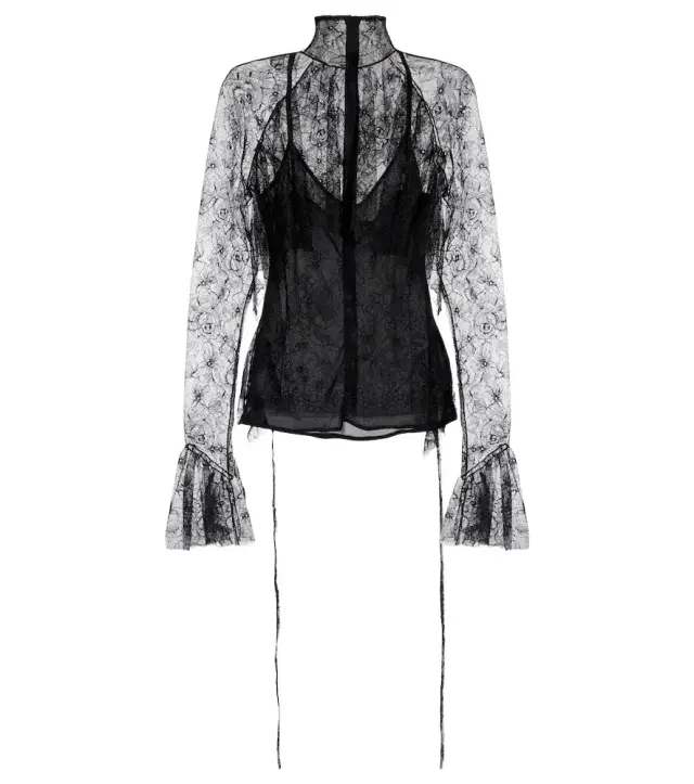 Blumarine Ruffled sheer lace blouse