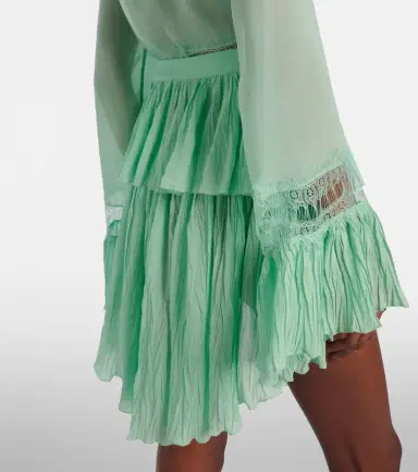 Blumarine Plissé tiered georgette miniskirt | Thumbnail 2