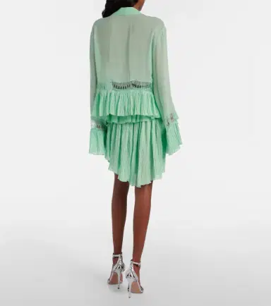 Blumarine Plissé tiered georgette miniskirt | Thumbnail 3