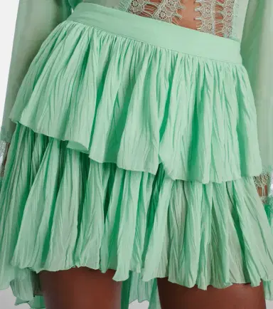 Blumarine Plissé tiered georgette miniskirt | Thumbnail 5