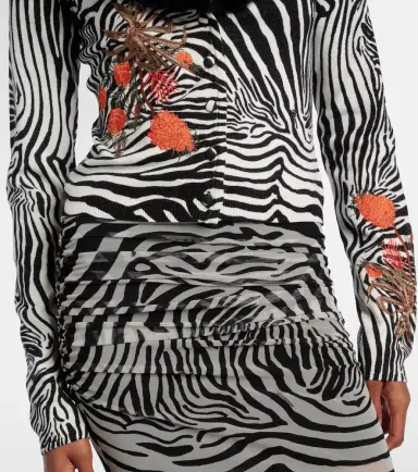 BLUMARINE Printed ribbed-knit cardigan | Thumbnail 2