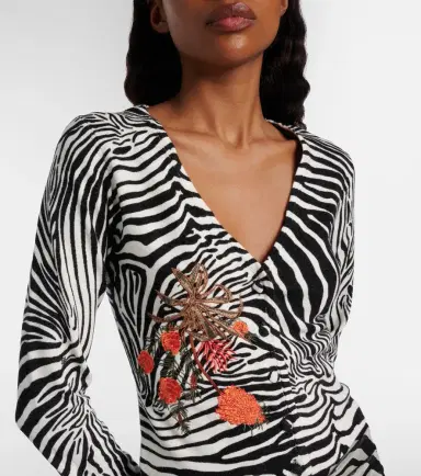 BLUMARINE Printed ribbed-knit cardigan | Thumbnail 4
