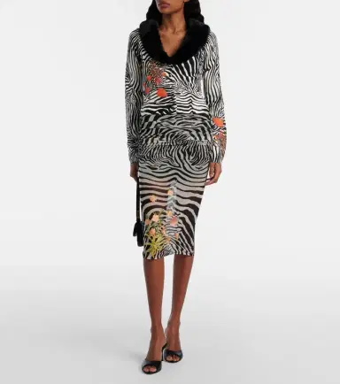 BLUMARINE Printed ribbed-knit cardigan | Thumbnail 5