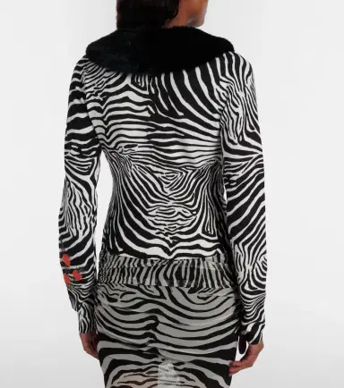 BLUMARINE Printed ribbed-knit cardigan | Thumbnail 6