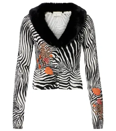 BLUMARINE Printed ribbed-knit cardigan | Thumbnail 1