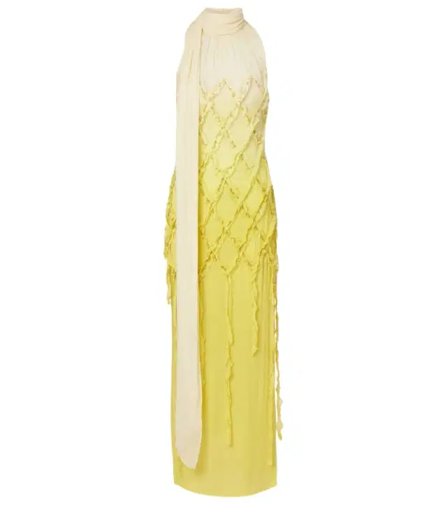 Embellished crepon maxi dress