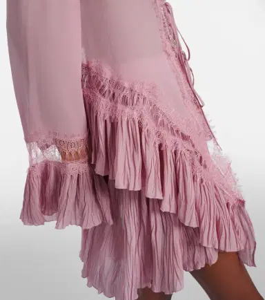 Blumarine Lace-trimmed sheer georgette blouse | Thumbnail 2