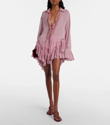 Blumarine Lace-trimmed sheer georgette blouse | Thumbnail 5
