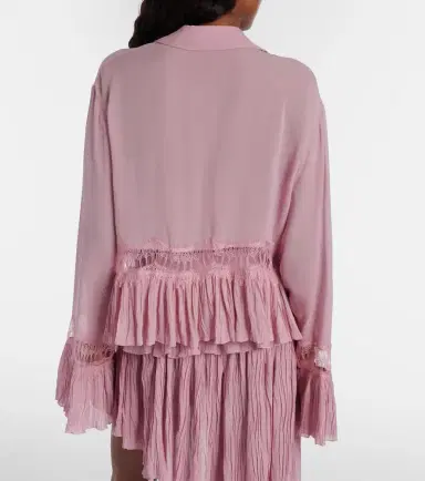 Blumarine Lace-trimmed sheer georgette blouse | Thumbnail 6