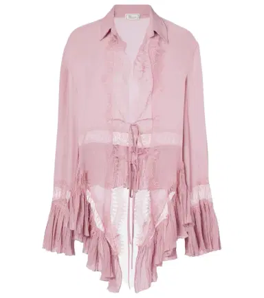 Blumarine Lace-trimmed sheer georgette blouse | Thumbnail 1